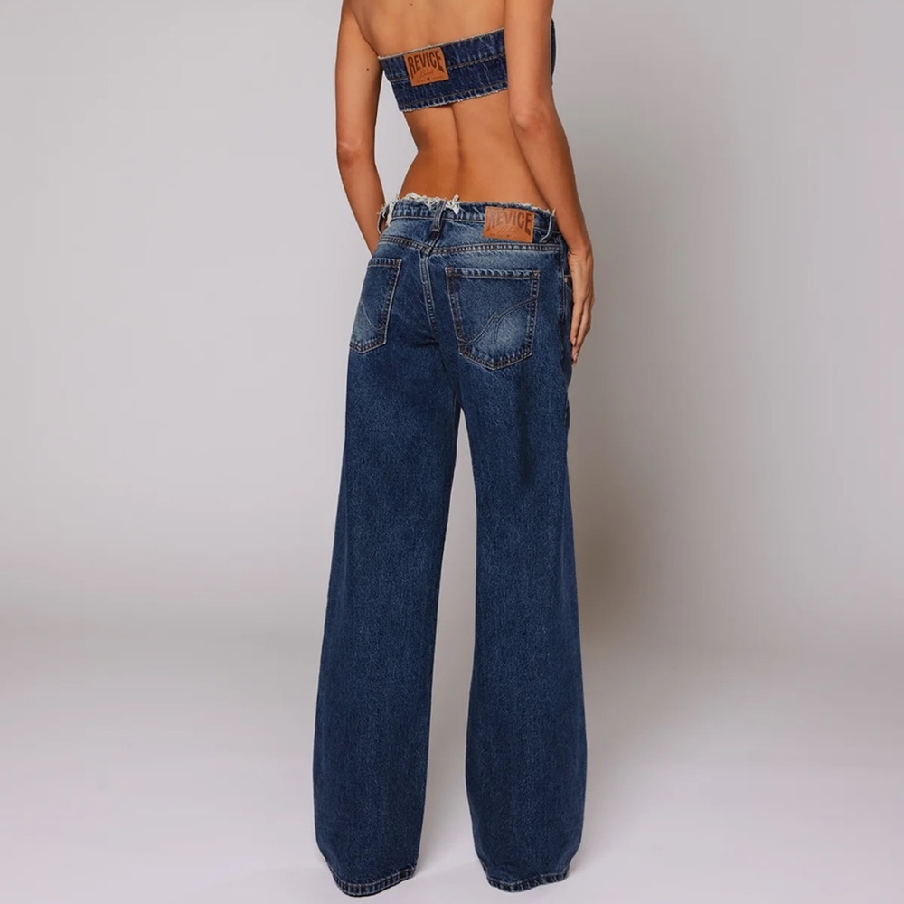 REVICE Blue Wide-Leg Jeans - Distressed Denim - Picture 2 of 2